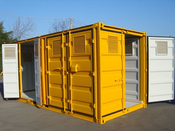 Container navale ricondizionato di colore giallo