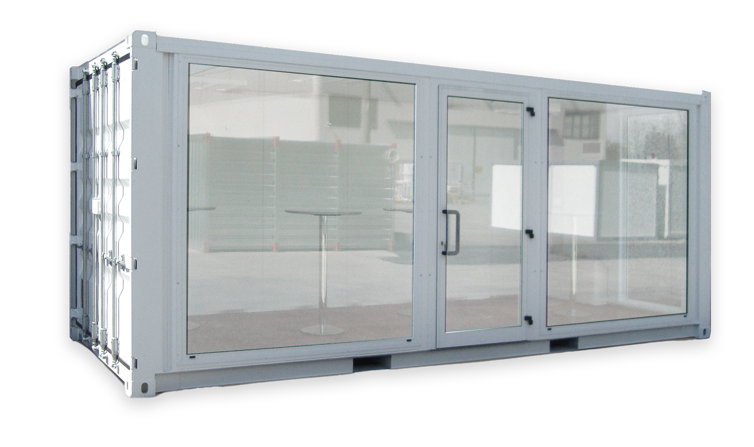 Container Pop Up Shop con pareti vetrate